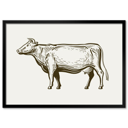 Plakat w ramie Stojąca krowa - widok z profilu