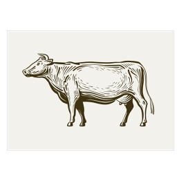 Plakat samoprzylepny Stojąca krowa - widok z profilu