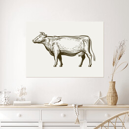 Plakat samoprzylepny Stojąca krowa - widok z profilu