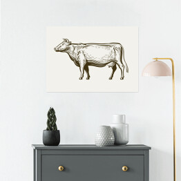 Plakat Stojąca krowa - widok z profilu