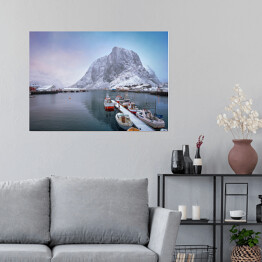 Plakat samoprzylepny Wioska rybacka w Norwegi