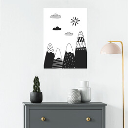 Plakat Góry i chmury w minimalistycznym stylu