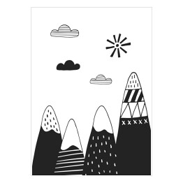 Plakat samoprzylepny Góry i chmury w minimalistycznym stylu