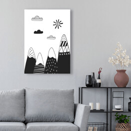 Obraz na płótnie Góry i chmury w minimalistycznym stylu