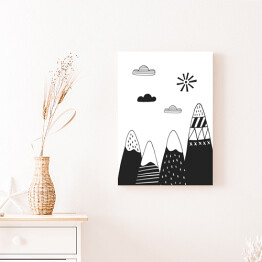 Obraz na płótnie Góry i chmury w minimalistycznym stylu