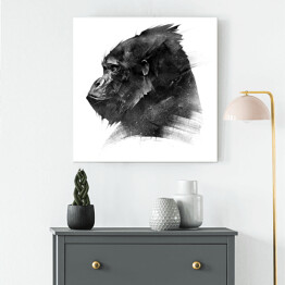 Obraz na płótnie Rysowana głowa goryla w odcieniach szarości