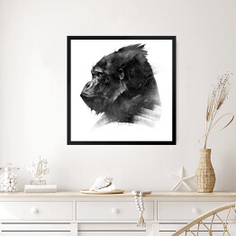 Obraz w ramie Rysowana głowa goryla w odcieniach szarości