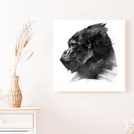Obraz na płótnie Rysowana głowa goryla w odcieniach szarości