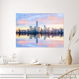 Plakat samoprzylepny Panorama Manhattanu o poranku