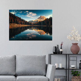 Plakat samoprzylepny Jezioro w górach, Włochy