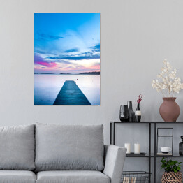 Plakat Pastelowe niebo nad molo nad jeziorem