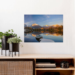 Plakat Panorama górskiego jeziora w zimowej scenerii, Strbske Pleso, Słowacja, Wysokie Tatry