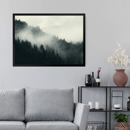 Obraz w ramie Mgła nad ciemnym lasem