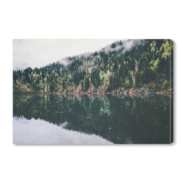 Obraz na płótnie Krystalicznie czyste jezioro otoczone lasem