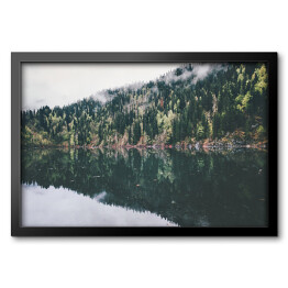Obraz w ramie Krystalicznie czyste jezioro otoczone lasem