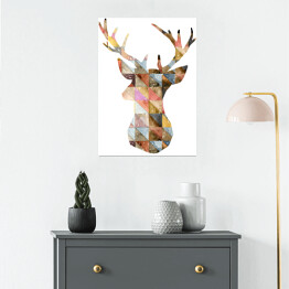 Plakat samoprzylepny Kolorowy geometryczny jeleń