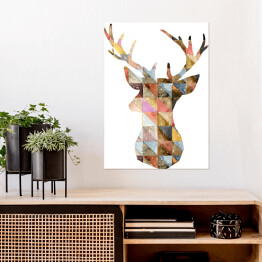 Plakat samoprzylepny Kolorowy geometryczny jeleń