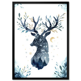 Plakat w ramie Ozdobny jeleń - ilustracja