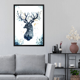 Obraz w ramie Ozdobny jeleń - ilustracja