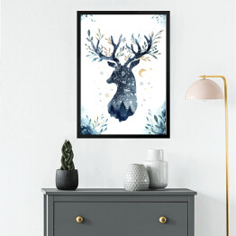 Obraz w ramie Ozdobny jeleń - ilustracja