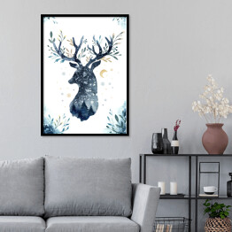 Plakat w ramie Ozdobny jeleń - ilustracja