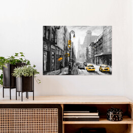 Plakat Żółte taksówki na nowojorskiej ulicy