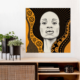 Plakat samoprzylepny Dziewczyna z Afryki wśród motywów w kontrastujących kolorach