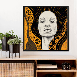 Obraz w ramie Dziewczyna z Afryki wśród motywów w kontrastujących kolorach