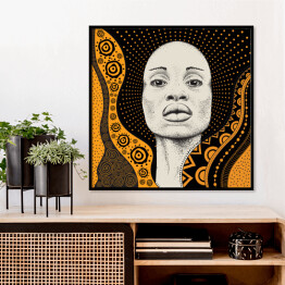 Plakat w ramie Dziewczyna z Afryki wśród motywów w kontrastujących kolorach