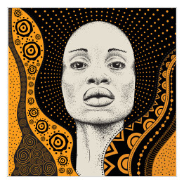 Plakat samoprzylepny Dziewczyna z Afryki wśród motywów w kontrastujących kolorach