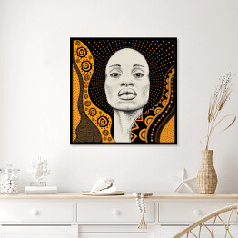 Plakat w ramie Dziewczyna z Afryki wśród motywów w kontrastujących kolorach