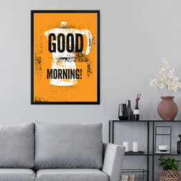 Obraz w ramie Ilustracja z dzbankiem i napisem "Good morning"