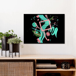 Plakat w ramie Abstrakcyjna kompozycja w intensywnych kolorach na czarnym tle