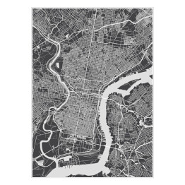 Plakat Mapy miast świata - Filadelfia - szara