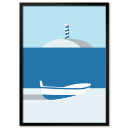 Plakat w ramie Latarnia morska - pocztówka z wakacji