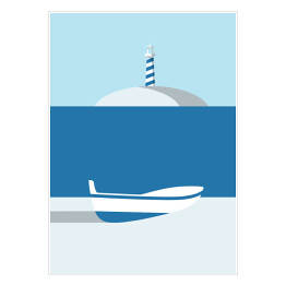 Plakat samoprzylepny Latarnia morska - pocztówka z wakacji