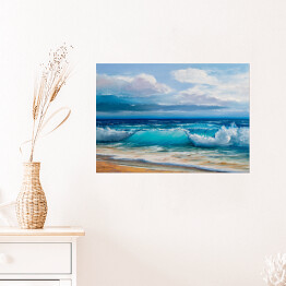 Plakat samoprzylepny Morski krajobraz - malarstwo olejne - ilustracja