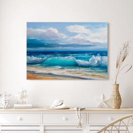 Obraz na płótnie Morski krajobraz - malarstwo olejne - ilustracja