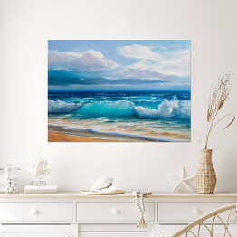 Plakat Morski krajobraz - malarstwo olejne - ilustracja
