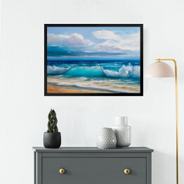 Obraz w ramie Morski krajobraz - malarstwo olejne - ilustracja