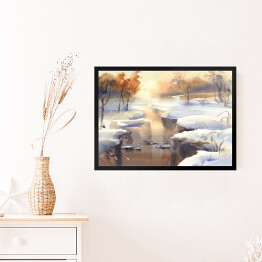Obraz w ramie Zimowy, zamglony pejzaż