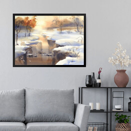 Obraz w ramie Zimowy, zamglony pejzaż