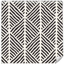 Tapeta samoprzylepna w rolce Bezszwowe geometryczne linie doodle wzór w czerni i bieli. Adstract ręcznie rysowane retro tekstury.