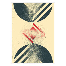 Plakat samoprzylepny Szaro czerwono beżowa abstrakcja