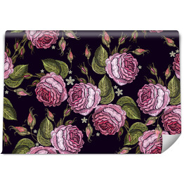 Fototapeta winylowa zmywalna Różowe przetarte stylowe róże na czarnym tle