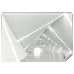 Fototapeta Abstrakcyjny biały zakręcony korytarz, renderowanie 3d