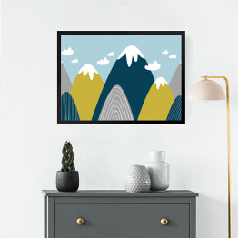 Obraz w ramie Góry - kolorowa ilustracja