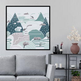 Plakat w ramie Góry zimą - ilustracja
