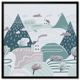 Góry zimą - ilustracja