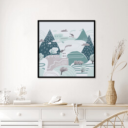 Góry zimą - ilustracja